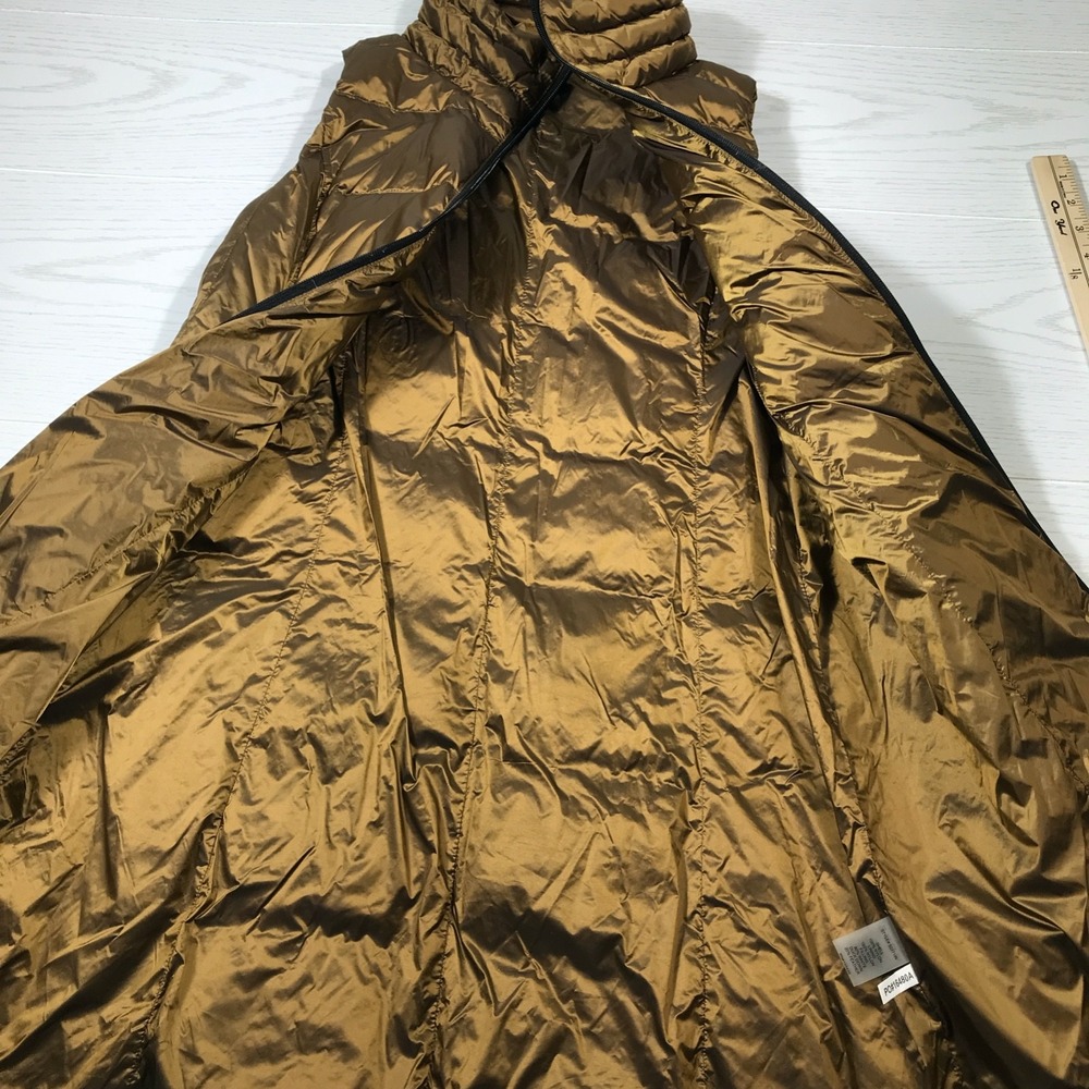 Womens Duck Down Quilted Puffer Vest Size Small Gold Zip Pockets High Collar - Picture 10 of 14